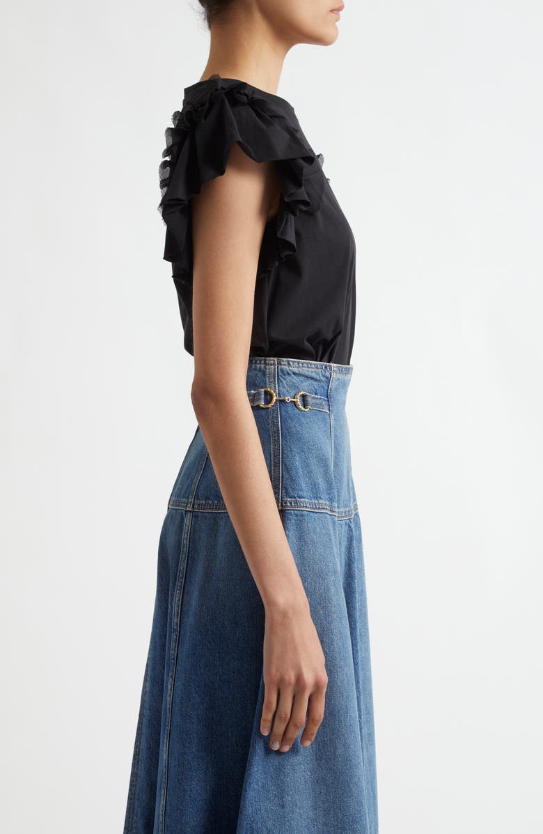 Ulla Johnson Leia Ruffle Sleeve Organic Cotton Top, Alternate, color,