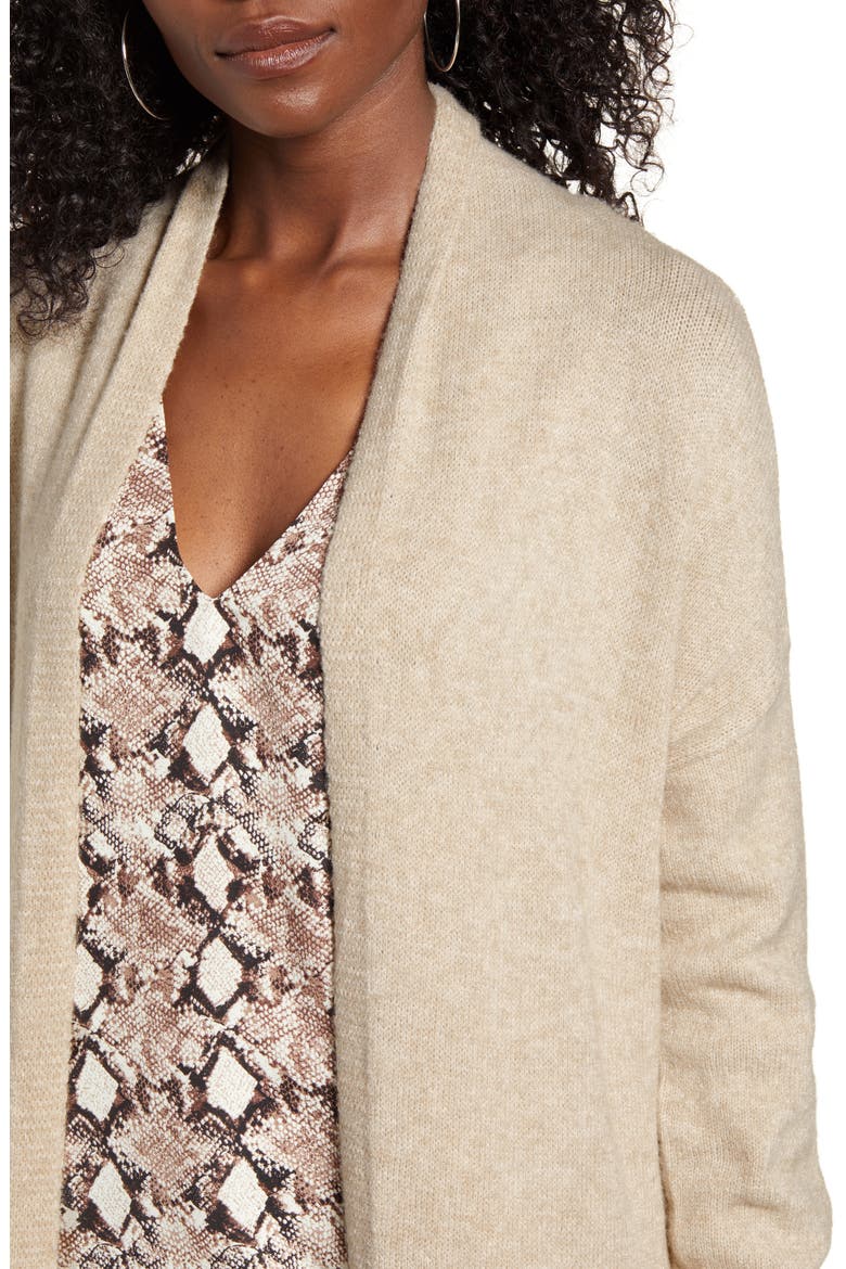Longline Open Cardigan, Alternate, color, BEIGE HUMMUS HEATHER