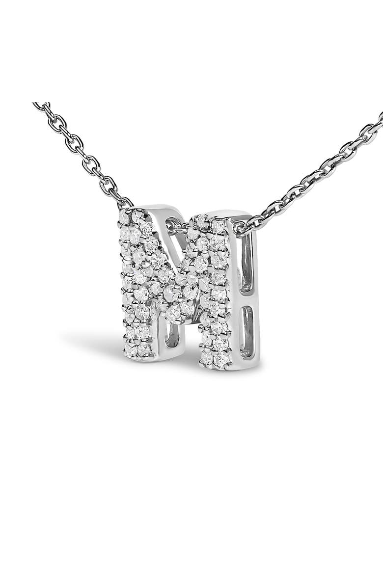 Haus of Brilliance 10K Gold Diamond Accent "A-Z" Initial Bubble Pendant Necklace, Alternate, color, White | M