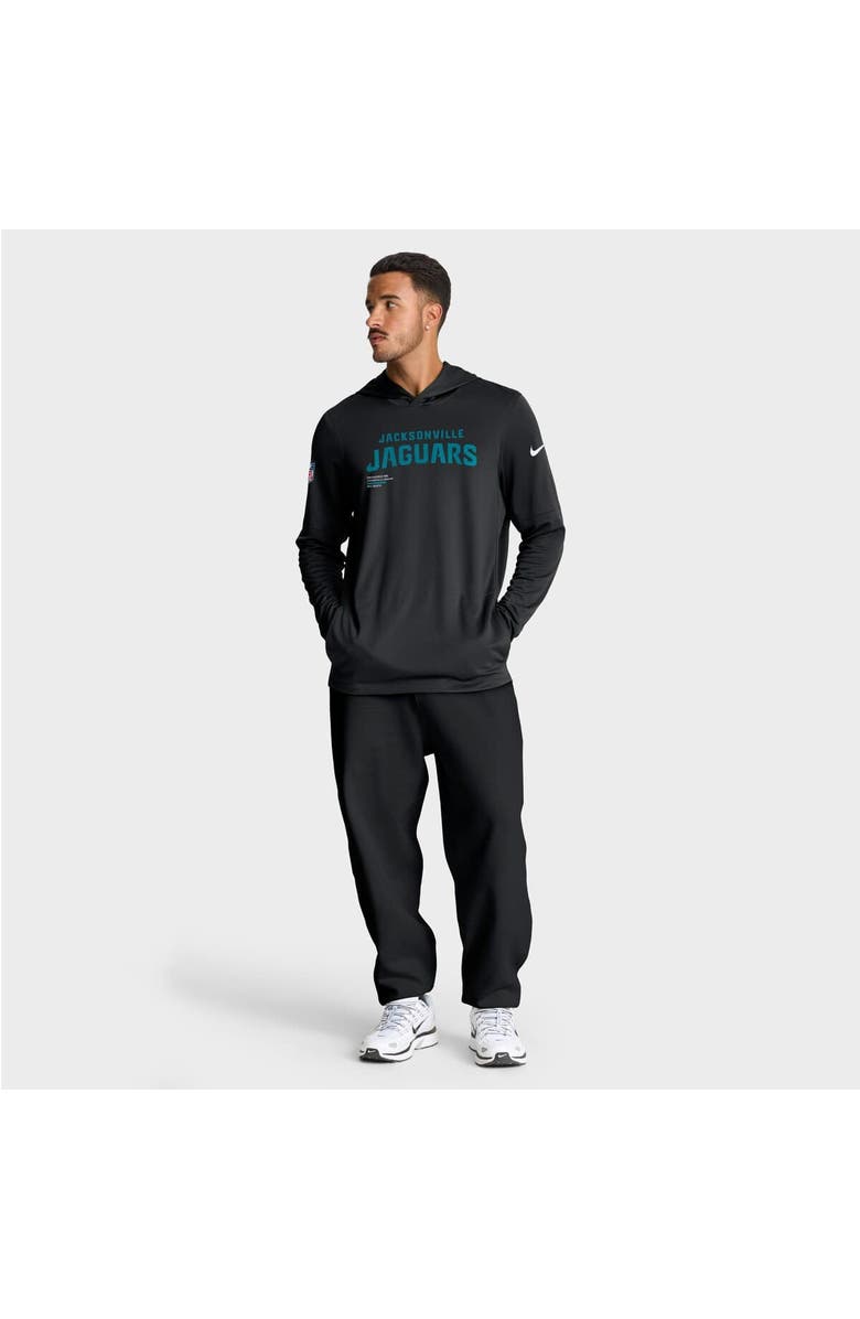 Nike Men's Nike Black Jacksonville Jaguars Sideline Pure Fury Performance Long Sleeve Hoodie T-Shirt, Alternate, color, Black
