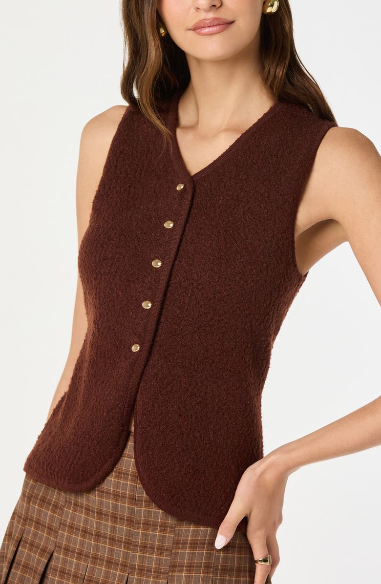 ASTR the Label Textured Longline V-Neck Vest, Alternate, color, Brown
