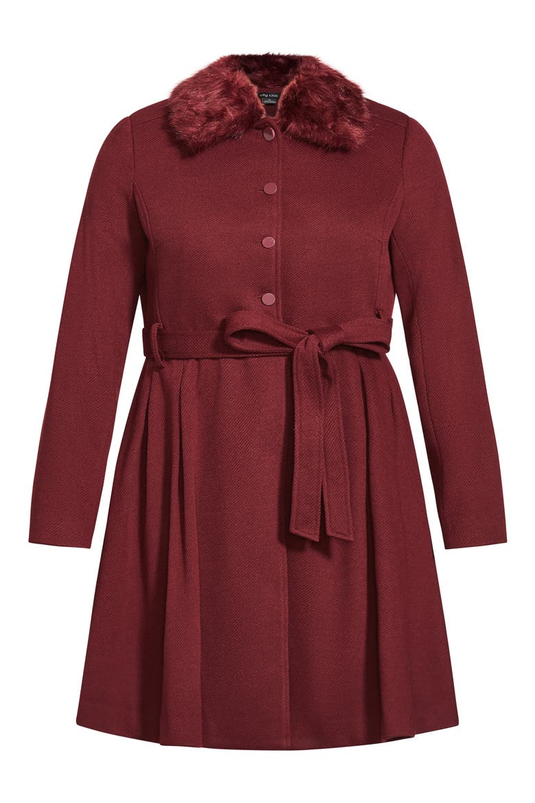 Rosemary Coat with Removable Faux Fur Collar, Alternate, color, RED