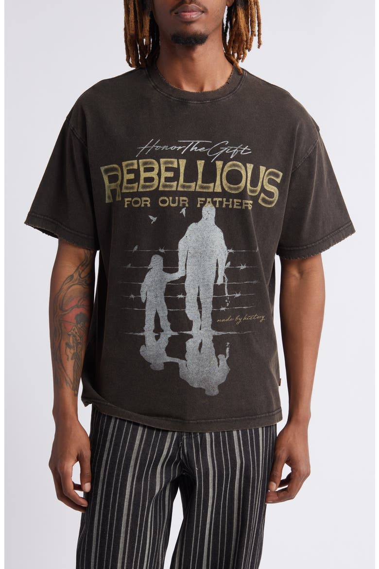 Rebellious for Our Fathers Graphic T-Shirt, Main, color, BLACK