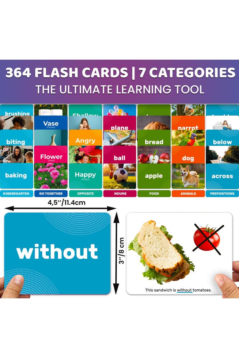 Kids Flash Cards Set Vocabulary & Sight Words, Alternate, color, Superset