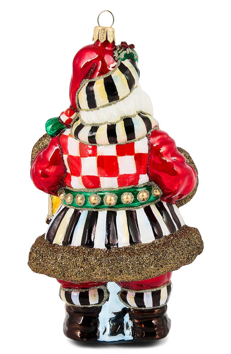 MACKENZIE CHILDS Check it Out Town Crier Santa Glass Ornament, Alternate, color, Red