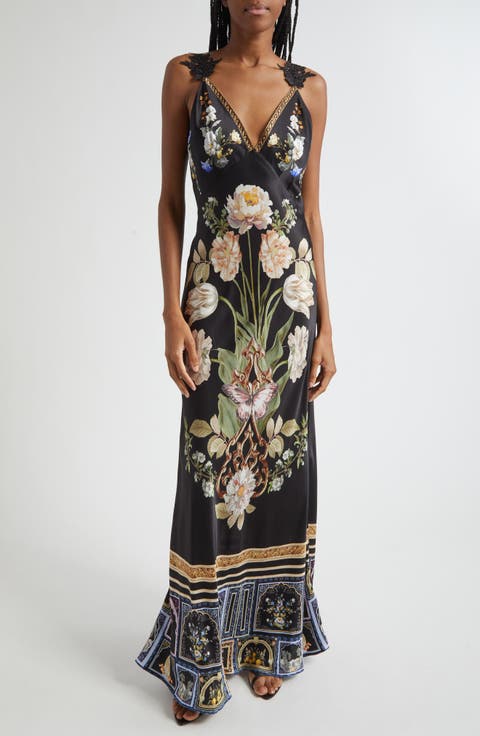 Ottoman Elegance V-Neck Bias Cut Silk Maxi Slipdress