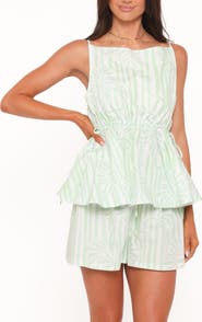 Petal & Pup Rory Gingham Cotton Peplum Tank