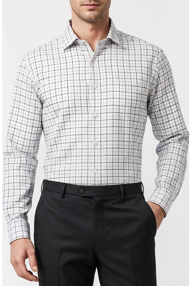 Micro Check Woven Dress Shirt, Main, color, WHITE