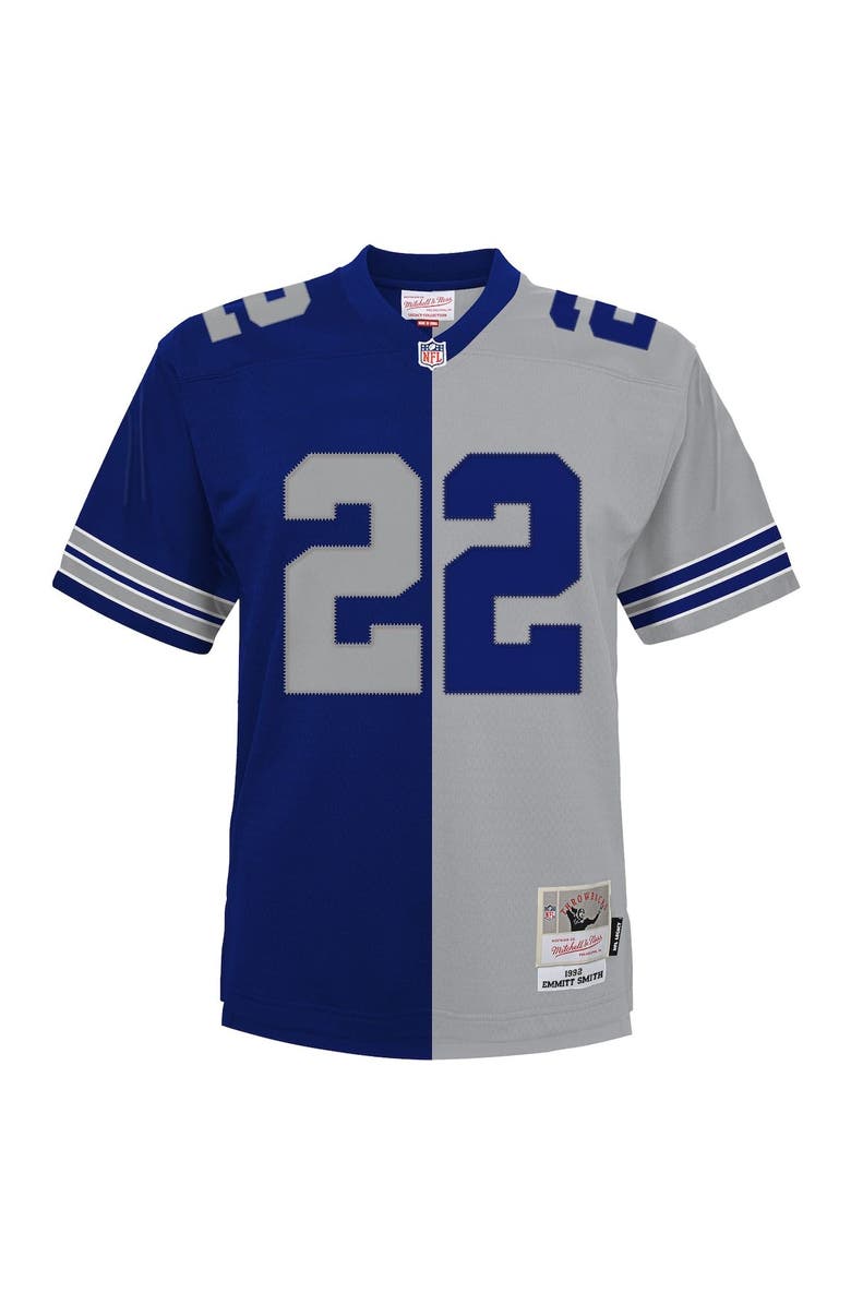 Mitchell & Ness Men's Mitchell & Ness Emmitt Smith Navy/Silver Dallas Cowboys Big & Tall Split Legacy Retired Player Replica Jersey, Alternate, color, 