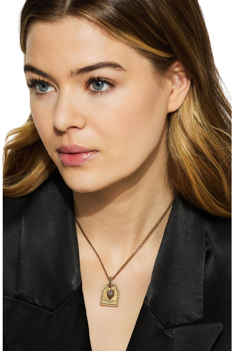 Eagle Tag Pendant Necklace, Alternate, color, BRASS