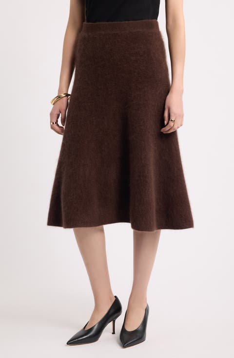 Brushed Cashmere Circle Midi Skirt