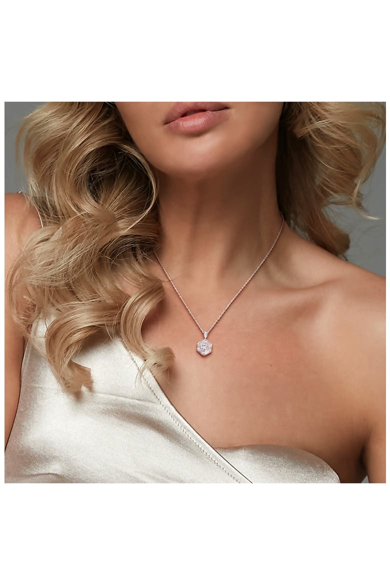 Dew Lab-Created Moissanite Pendant Necklace, Alternate, color, METALLIC SILVER