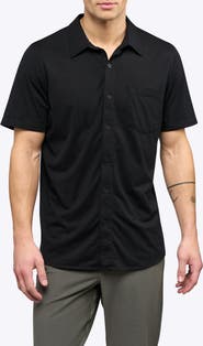 Cuts AO Curved Hem Short Sleeve Button-Up Shirt