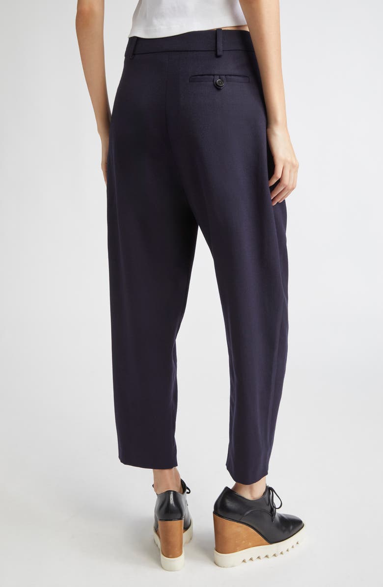 Stella McCartney Pleated Wide Leg Wool Crop Trousers, Alternate, color, 4000 - Navy