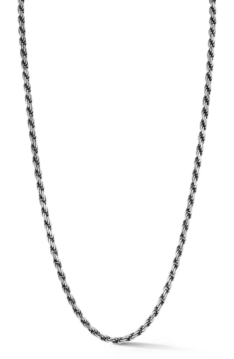 Yield of Men Oxidized 3mm Rope Chain Necklace, Main, color, Silver