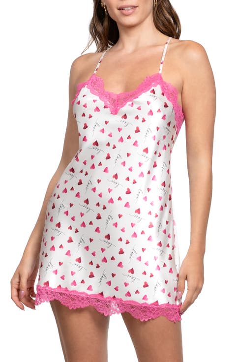 Alyssa Lace Trim Satin Chemise