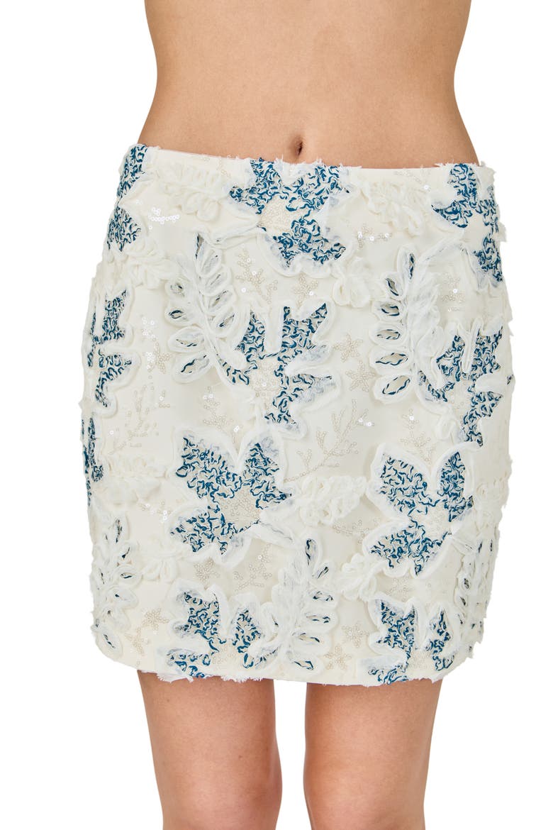 Sequin & Embroidery Miniskirt, Alternate, color, IVORY