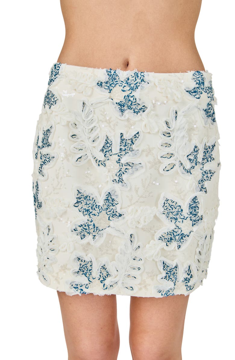 Endless Rose Sequin & Embroidery Miniskirt, Alternate, color, Ivory