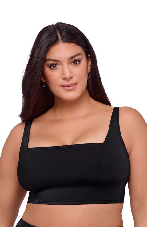 Supportive and Sculpting Square Neck Lace Back Midkini Swimsuit Top