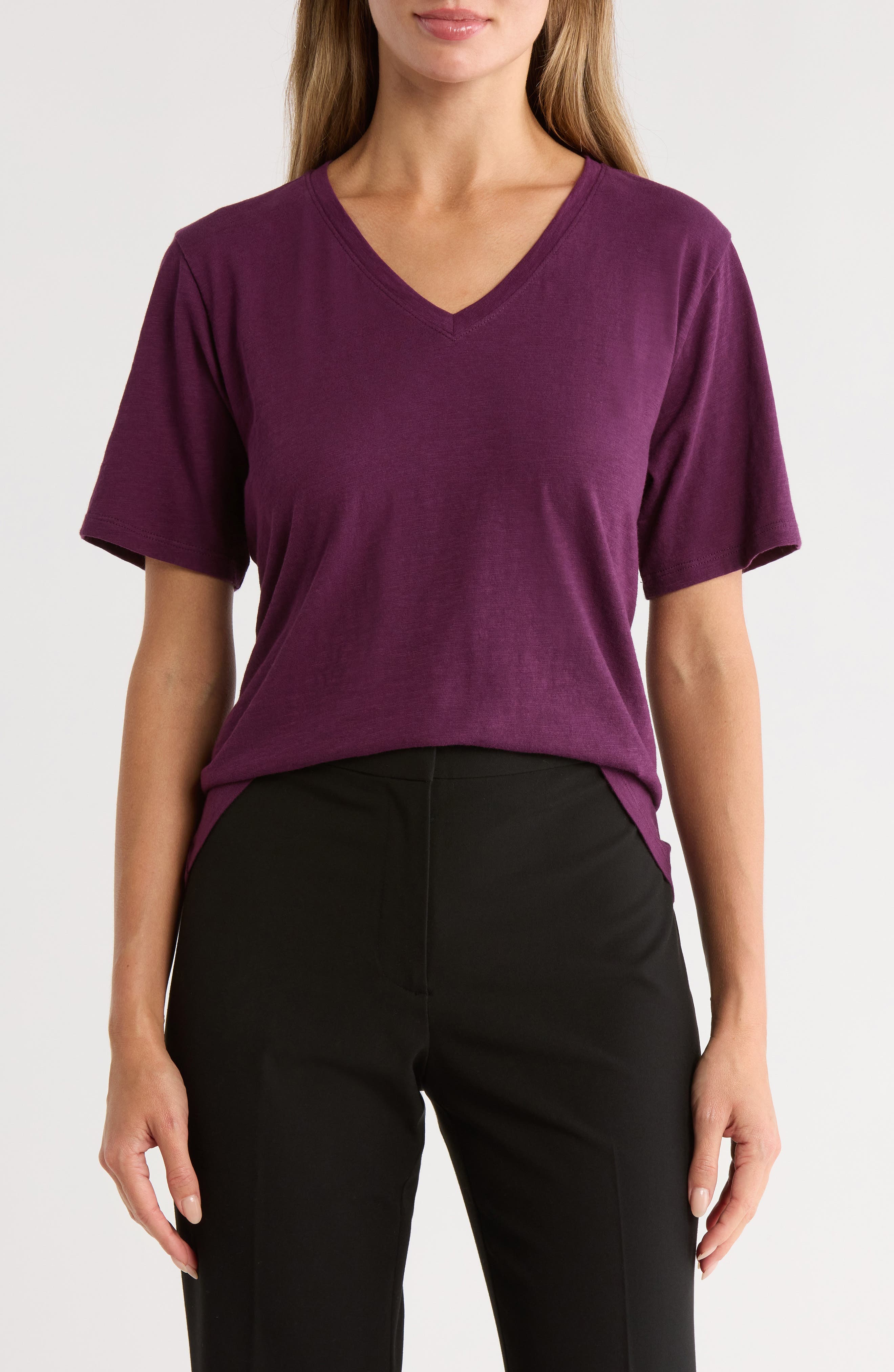 Eileen Fisher Easy V-Neck Organic Cotton T-Shirt
