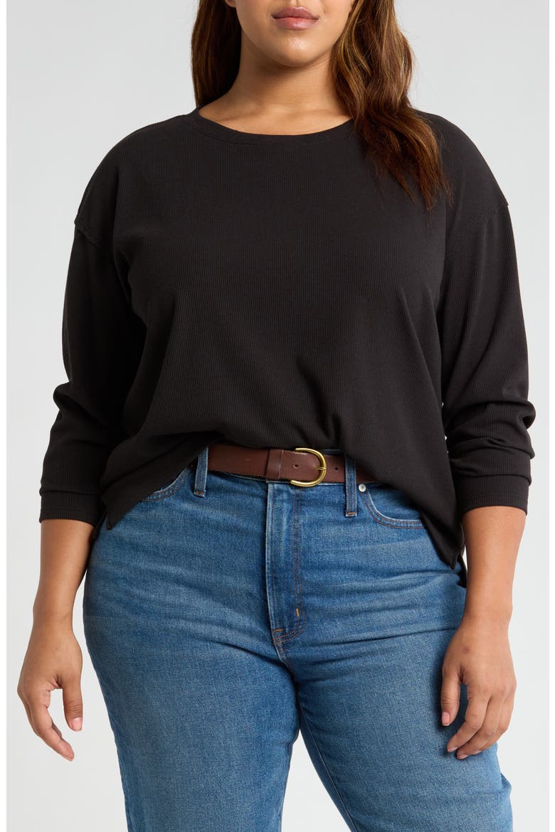 Pleated Back Top, Main, color, BLACK