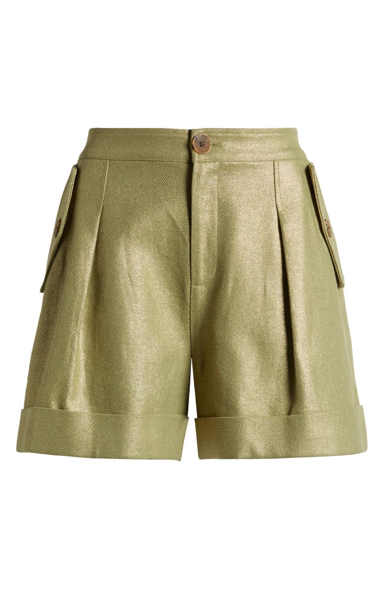 L'AGENCE Safari High Waist Shorts, Alternate, color, Oil Green/Gold