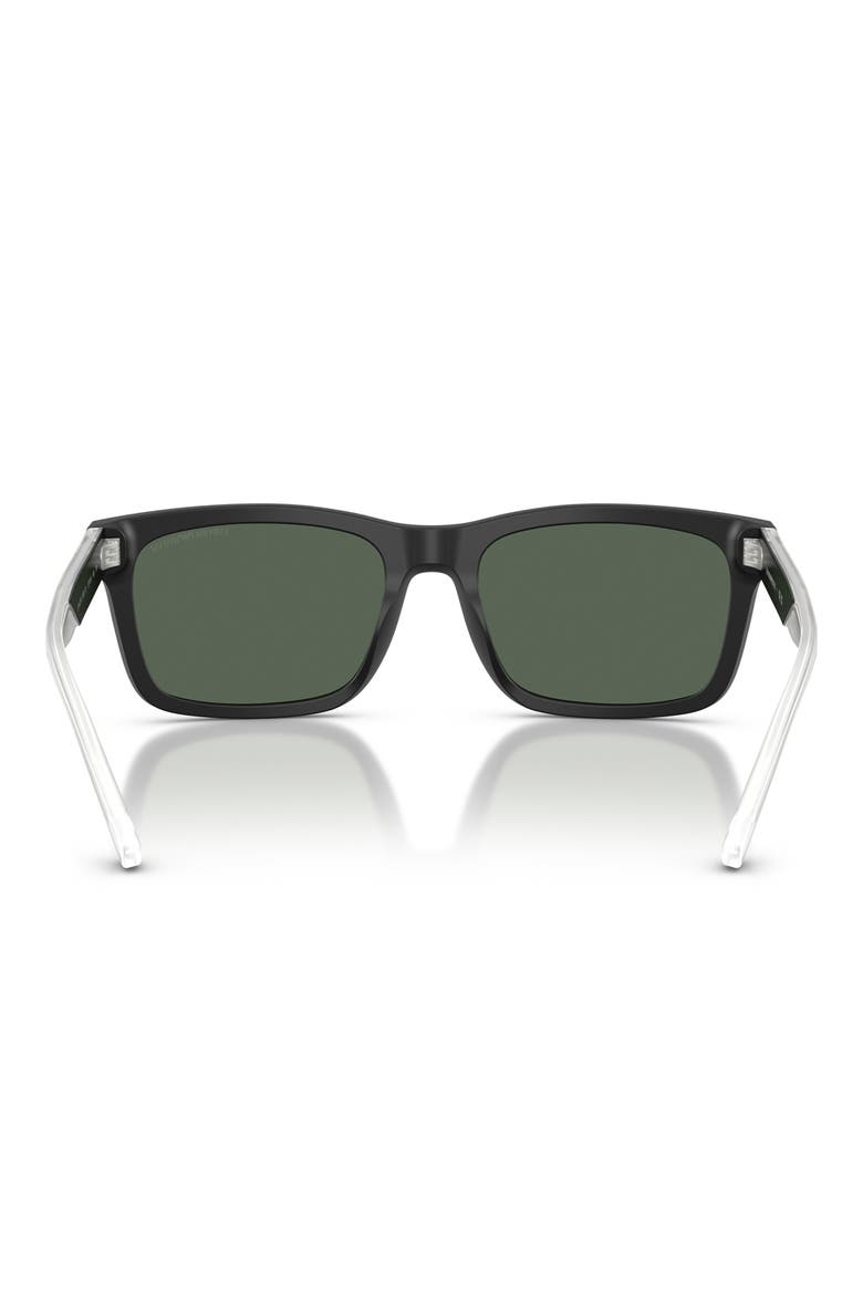 57mm Rectangle Sunglasses, Alternate, color, MATTE BLACK / DARK GREEN