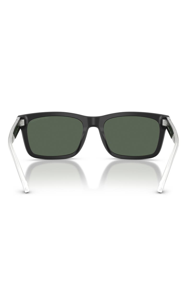 Emporio Armani 57mm Rectangle Sunglasses, Alternate, color, Matte Black / Dark Green