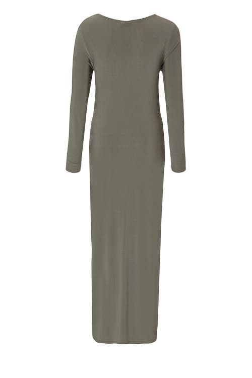 Quiz Ity Long Sleeve Maxi Dress In Brown