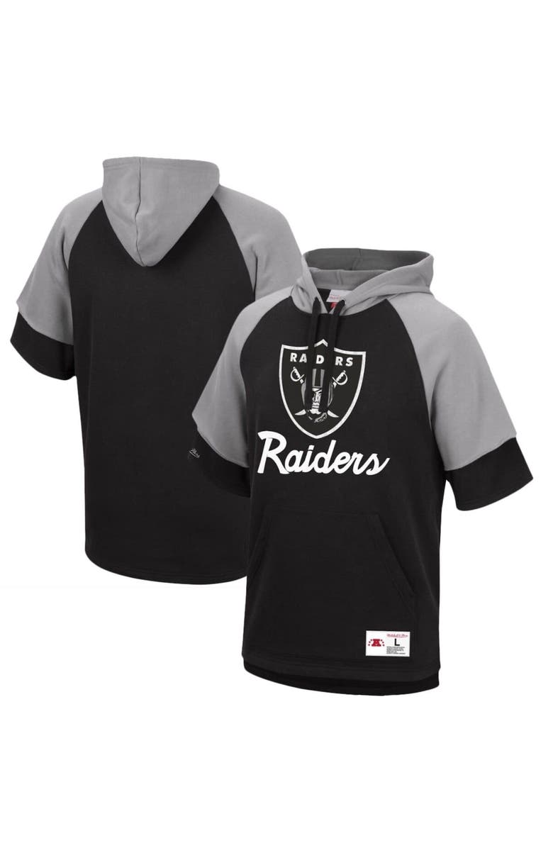 Mitchell & Ness Men's Mitchell & Ness Black Las Vegas Raiders Home Advantage Raglan Short Sleeve Pullover Hoodie, Main, color, Black