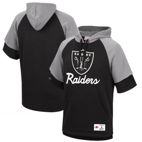 Men's Mitchell & Ness Black Las Vegas Raiders Home Advantage Raglan Short Sleeve Pullover Hoodie