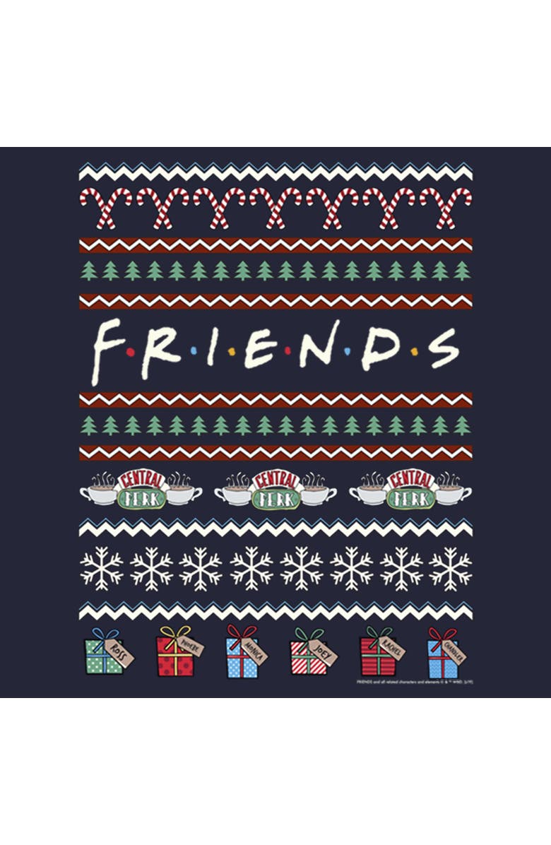 Friends Women's Friends Ugly Christmas Sweater Print Logo  Graphic T-Shirt, Alternate, color, Navy Blue