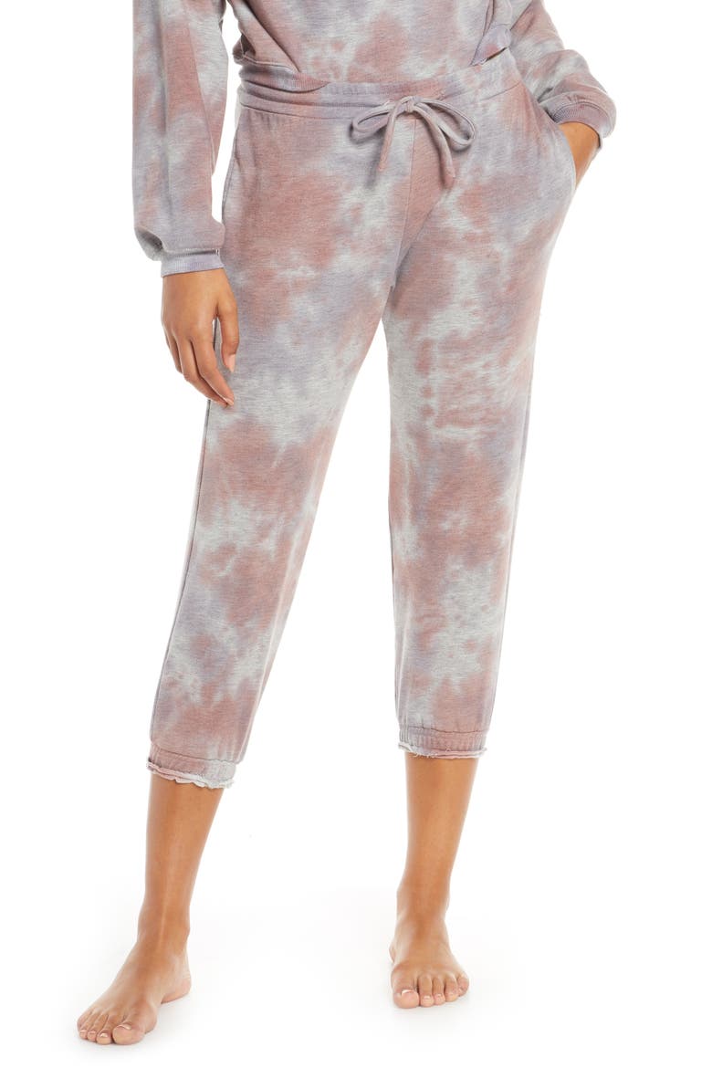 Ultraviolet Crop Lounge Pants, Main, color, PURPLE TIE DYE