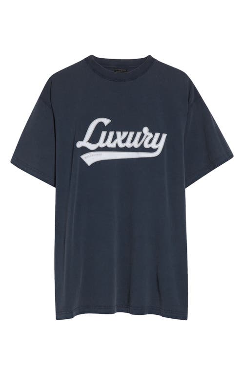 Balenciaga Medium Fit Luxury Cotton T-shirt In Blue
