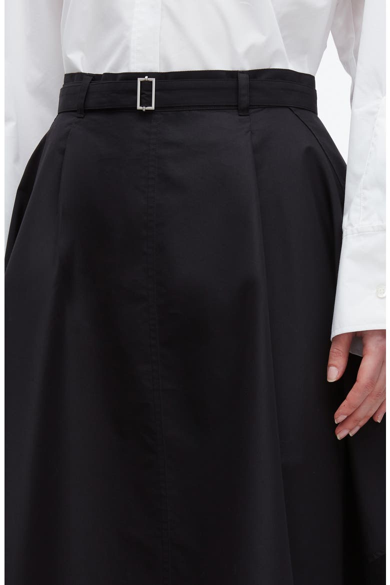 Belted A-Line Chiffon Skirt, Alternate, color, BLACK
