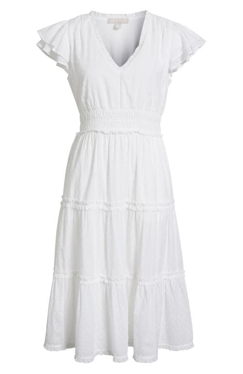 Chelsea28 Flutter Sleeve Tiered Cotton Midi Sundress