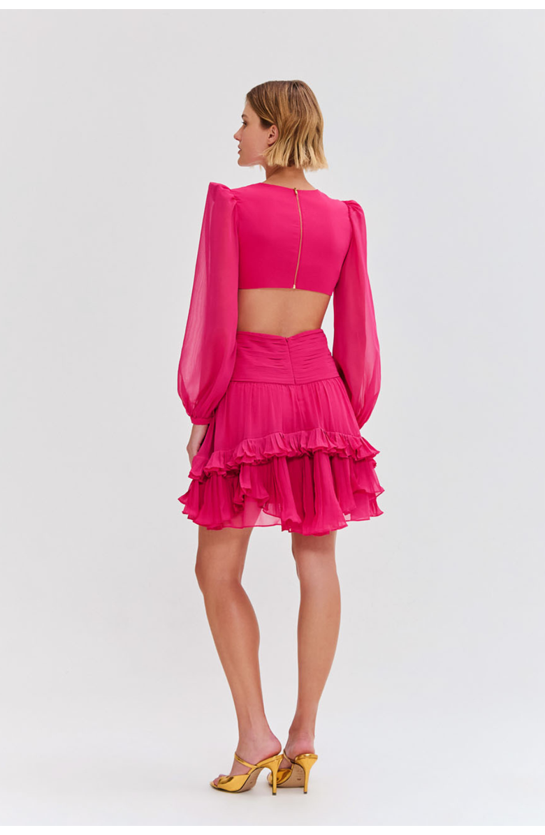 PatBO Deep-V Cutout Mini Dress, Alternate, color, Pink