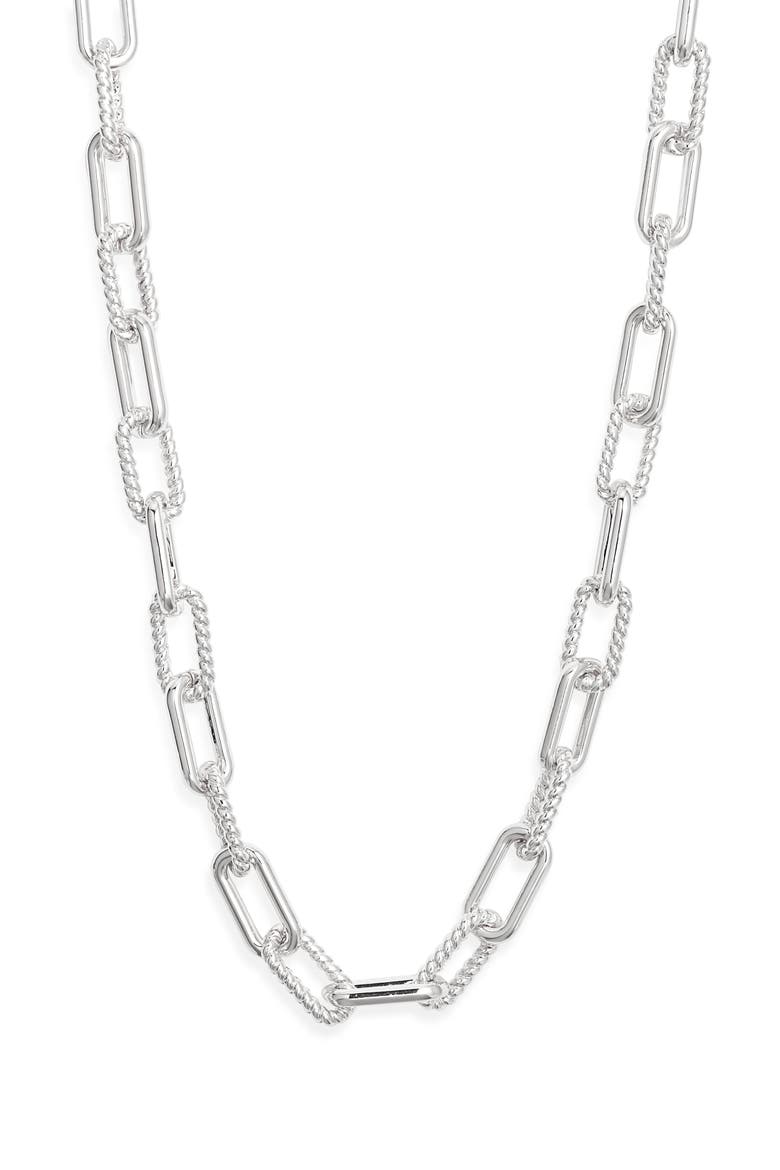 Textured Chain Link Necklace, Main, color, SILVER