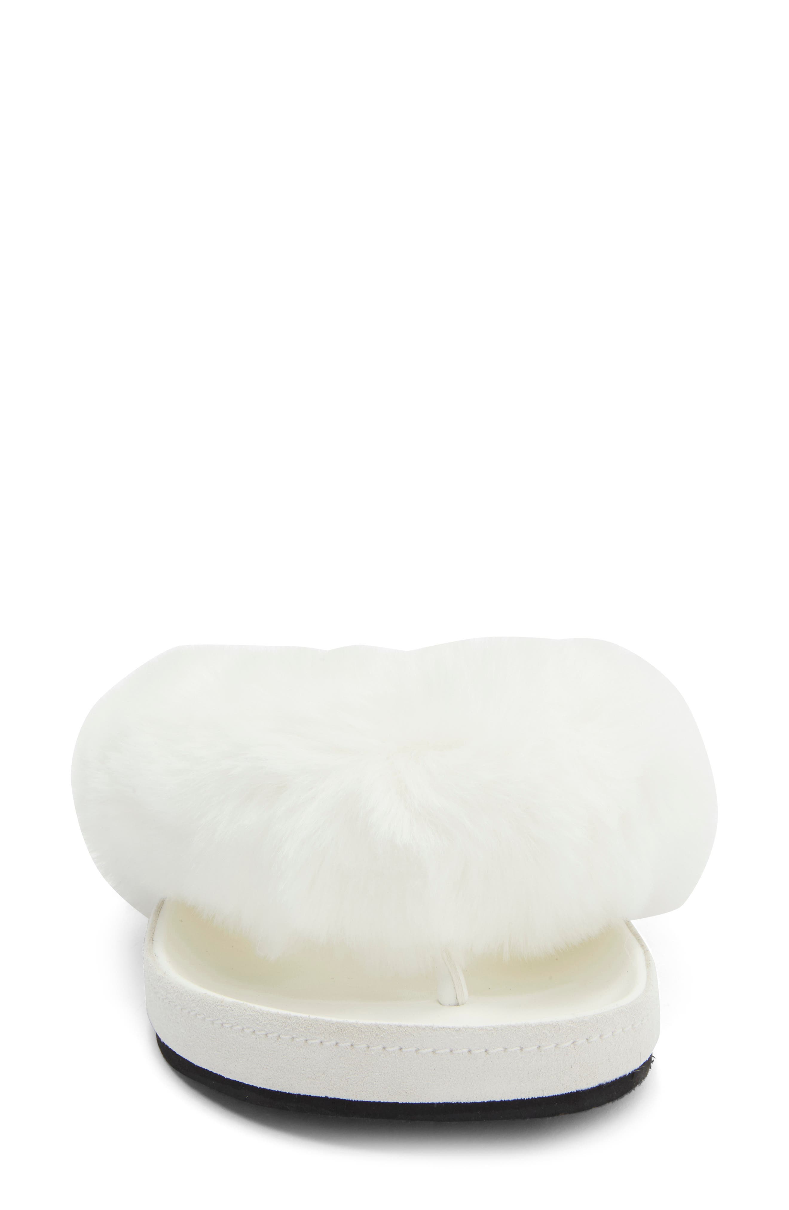 Delulu Faux Fur Flip Flop, Alternate, color, WHITE COMBO