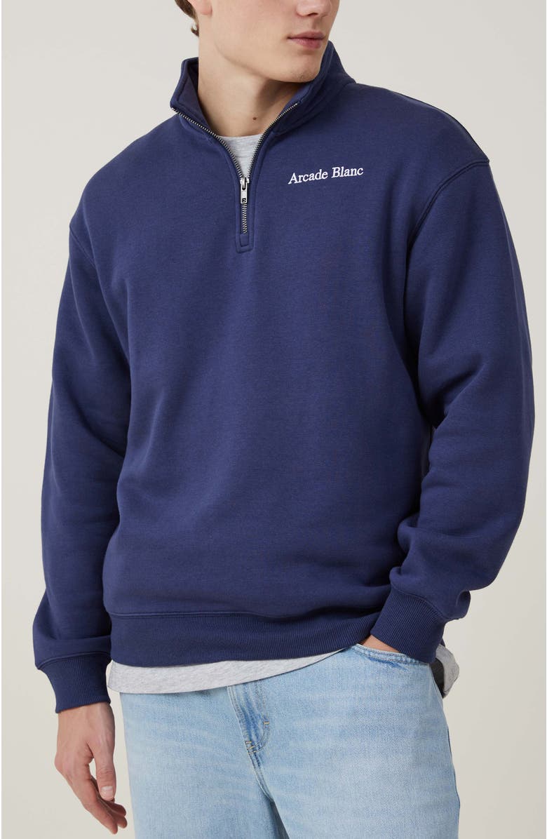 Cotton On Men's Graphic 1/4 Zip Fleece, Main, color, 