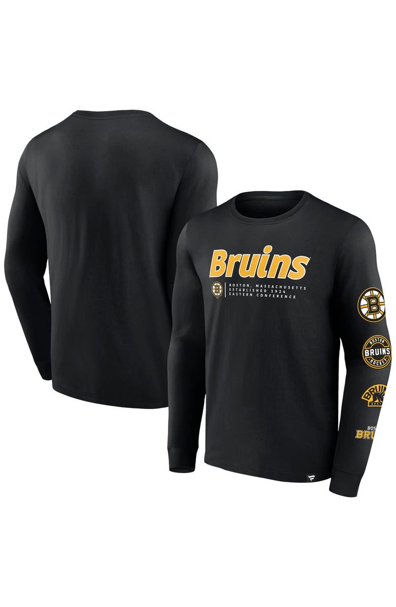 FANATICS Men's Fanatics Branded Black Boston Bruins Strike the Goal Long Sleeve T-Shirt, Main, color, 