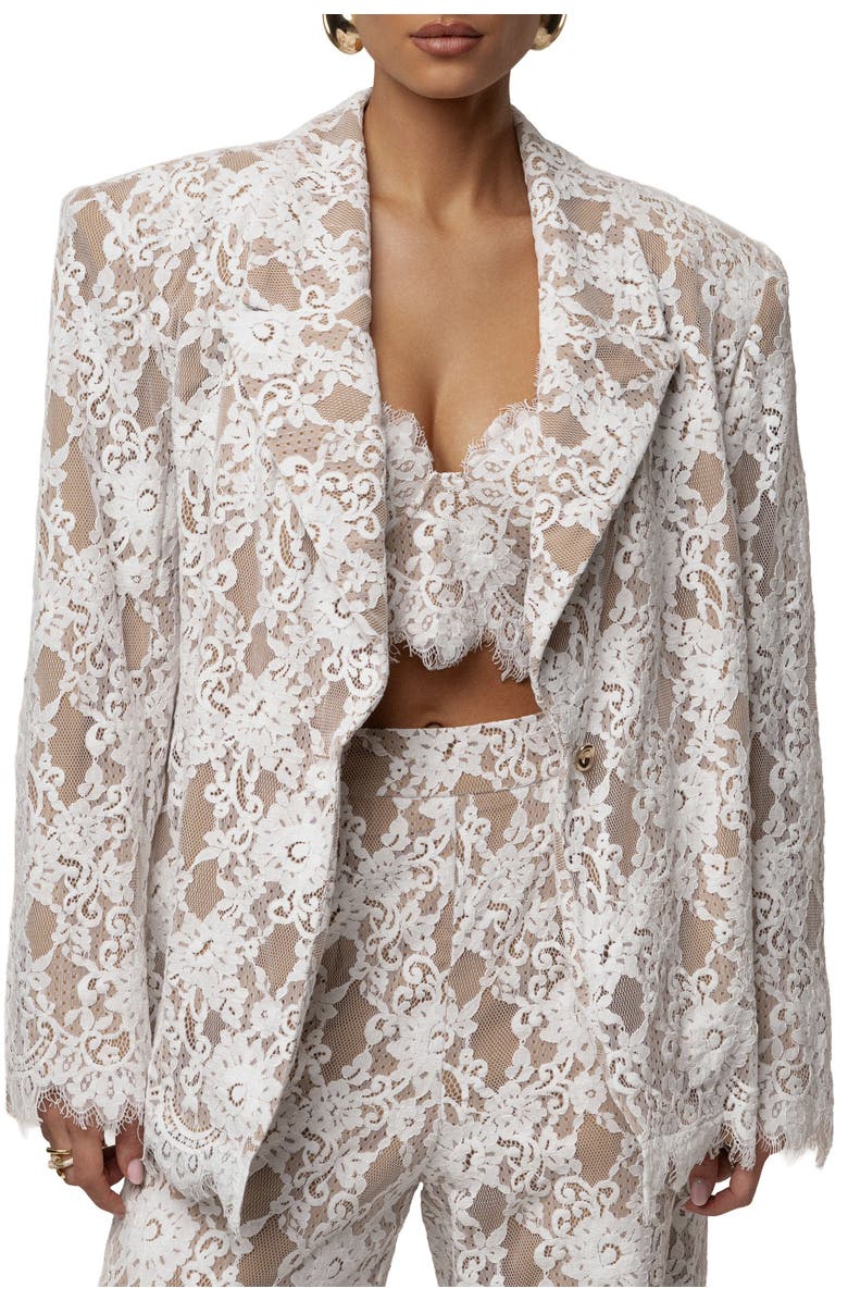 JLUXLABEL Lace And Desire Blazer, Main, color, White