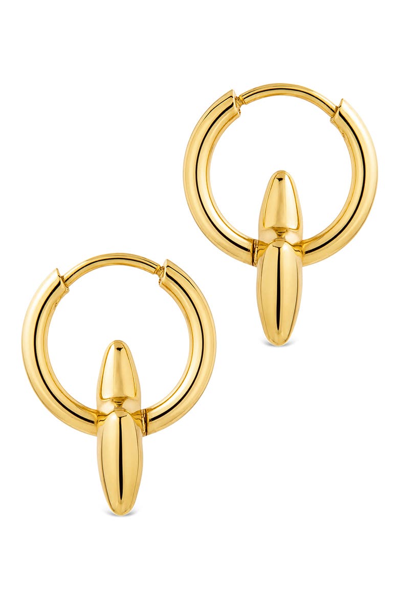 Star Charm Hoop Earrings, Alternate, color, GOLD