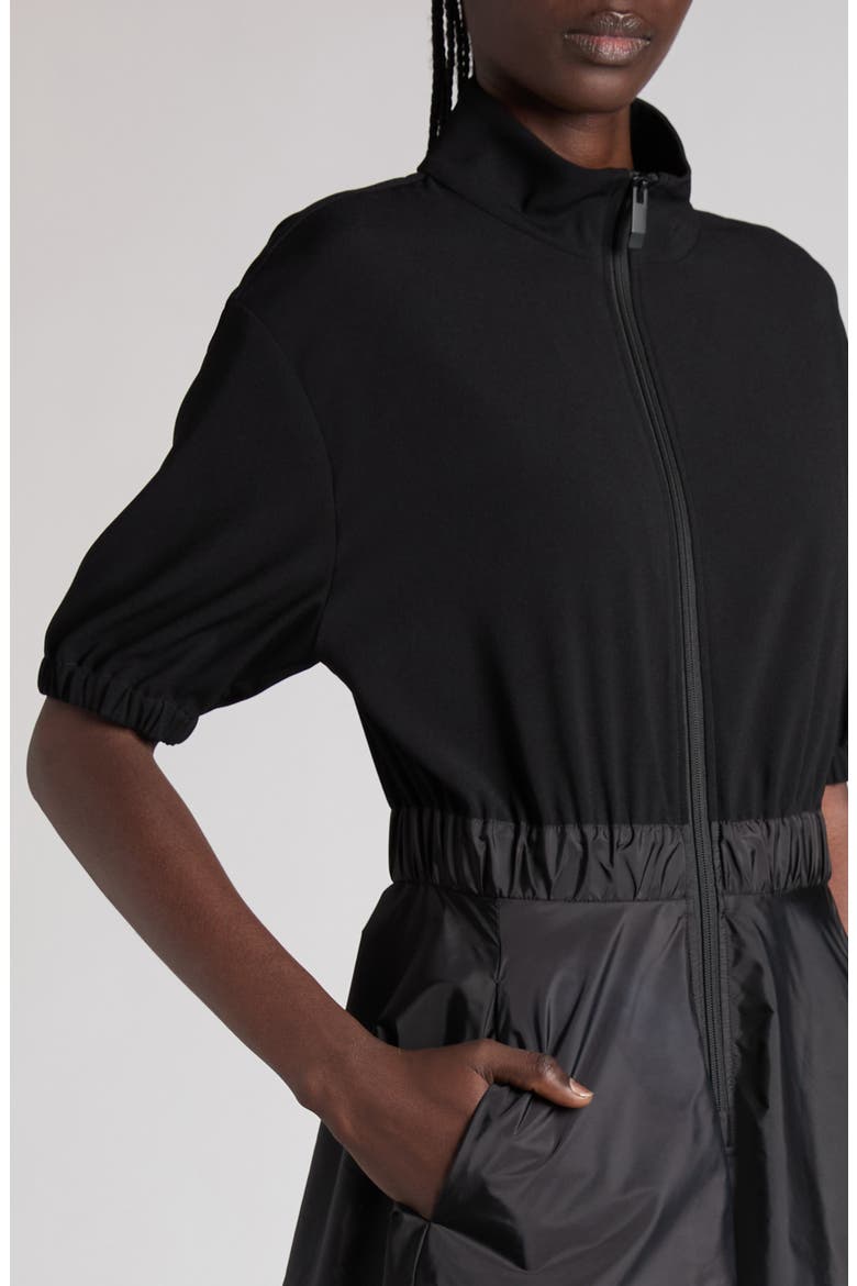Mixed Media A-Line Dress, Alternate, color, BLACK