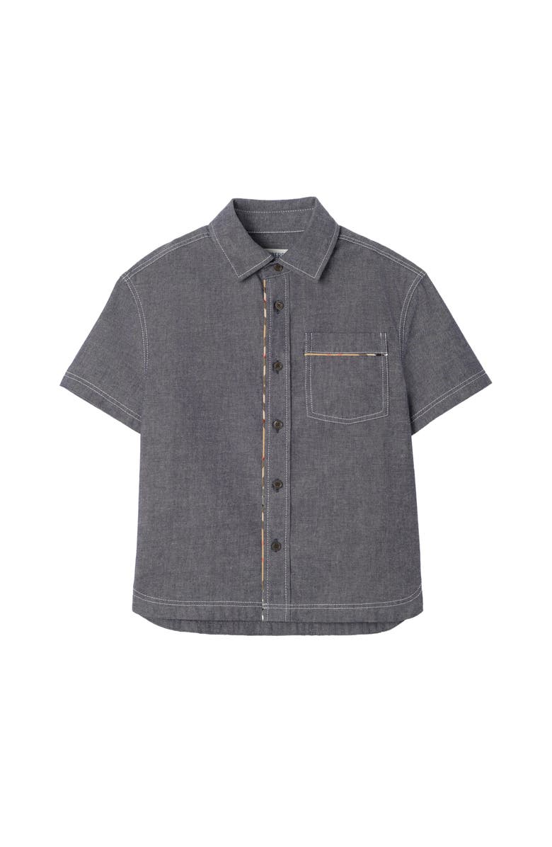 Burberry Cotton Shirt, Main, color, Damson Blue Melange