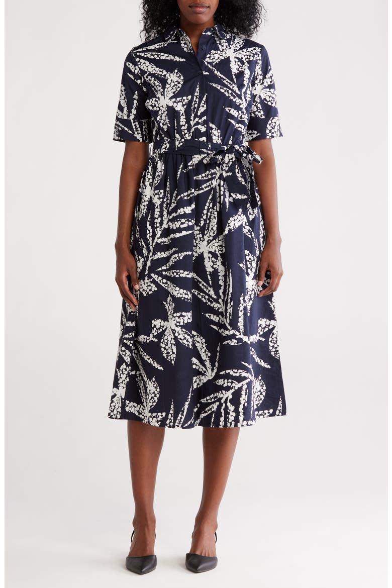 Short Sleeve Cotton Shirtdress, Main, color, NVI:NAVY/ IVORY