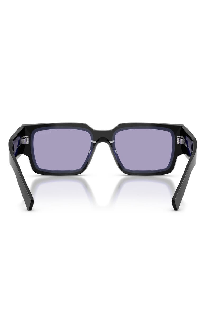 Prada 54mm Rectangular Sunglasses, Alternate, color, Black/ Purple / Violet