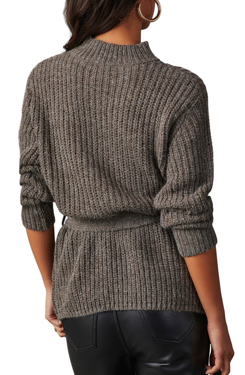 VICI Collection Wixson Rib Belted Mock Neck Sweater, Alternate, color, 