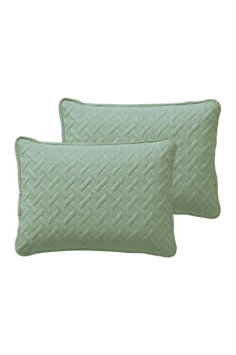 Nina Embossed Basketweave Quilt Set - Full/Queen, Alternate, color, GRN