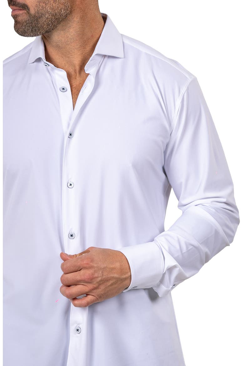 Eins Shaped Fit Marthy3008 White Knit Button-Up Shirt, Alternate, color, WHITE